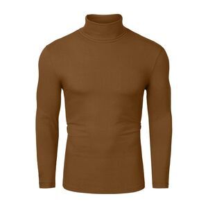 Brown Turtleneck Top Slim Fit Long Sleeve Pullover Turtle Neck Shirt